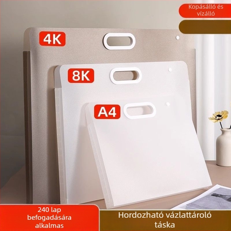 Hordozható rajzportfólió és dokumentumtartó A3 méretű rajzok és műalkotások tárolására, 4K és 8K darabok