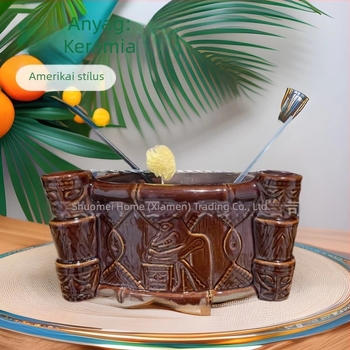 Tiki Bar kerámiás punchtál és tiki bögre, 1000 ml, koktél pohár