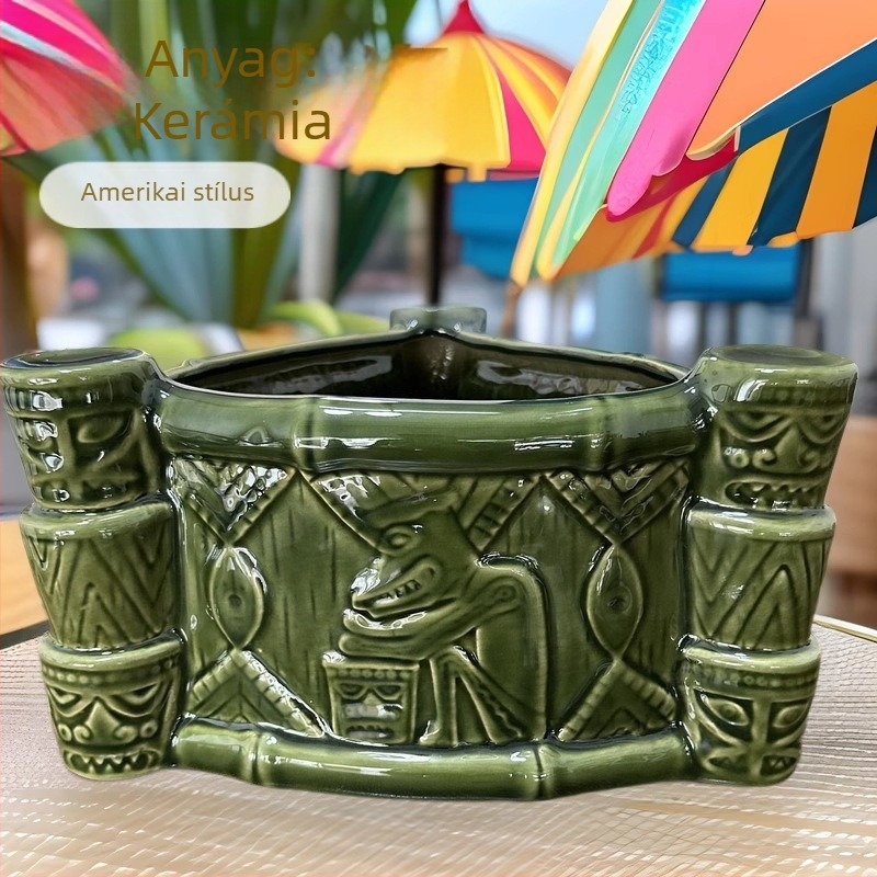 Tiki Bar kerámiás punchtál és tiki bögre, 1000 ml, koktél pohár