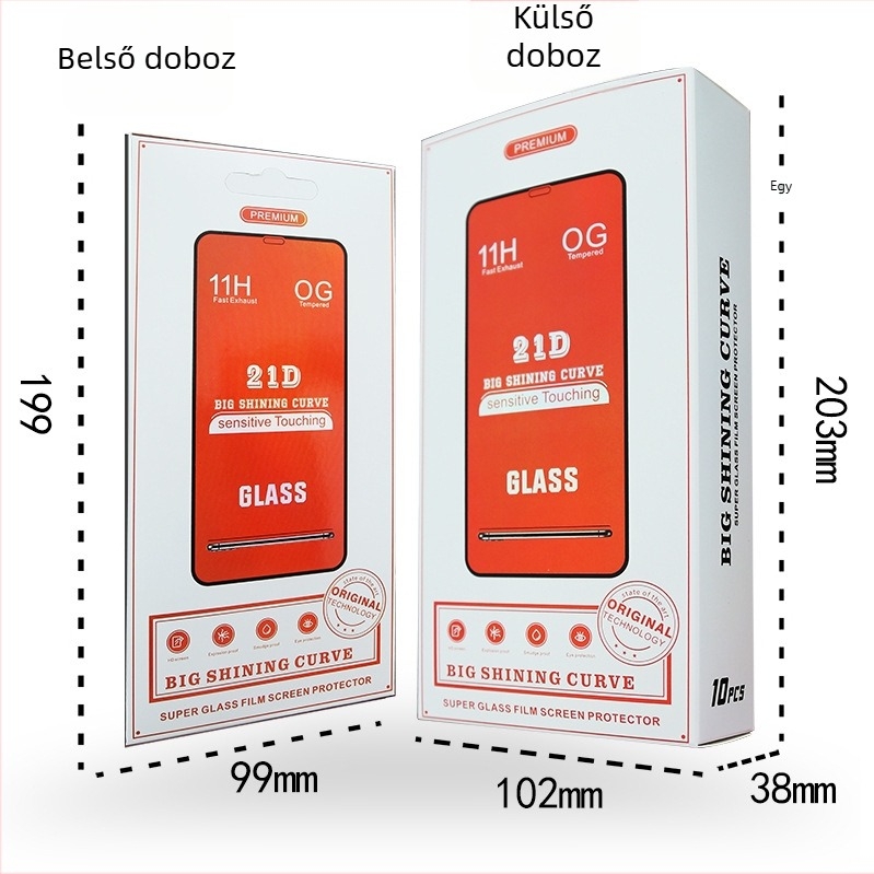 Mobiltelefonhoz temperált fóliát tartalmazó csomagoló doboz, 10 az 1-ben, 9D kerámia védőfólia, boríték, 360° puha fóliás csomagolás
