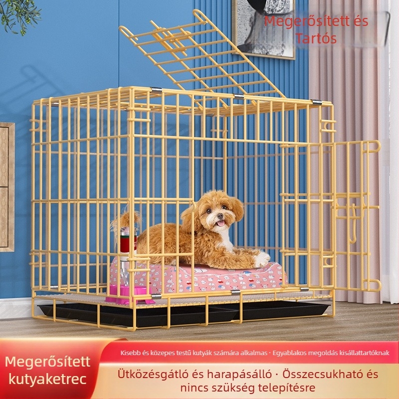 Teddy kutya beltéri ketrec toalettel, összecsukható kis- és közepes méretű kutyáknak, macska- és nyúlketrec