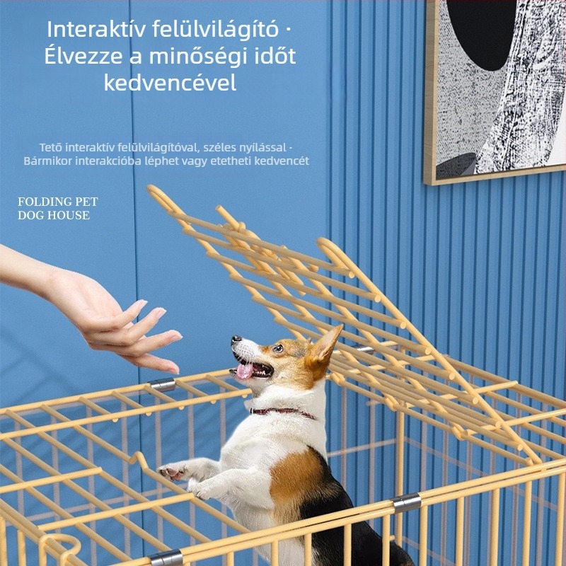 Teddy kutya beltéri ketrec toalettel, összecsukható kis- és közepes méretű kutyáknak, macska- és nyúlketrec