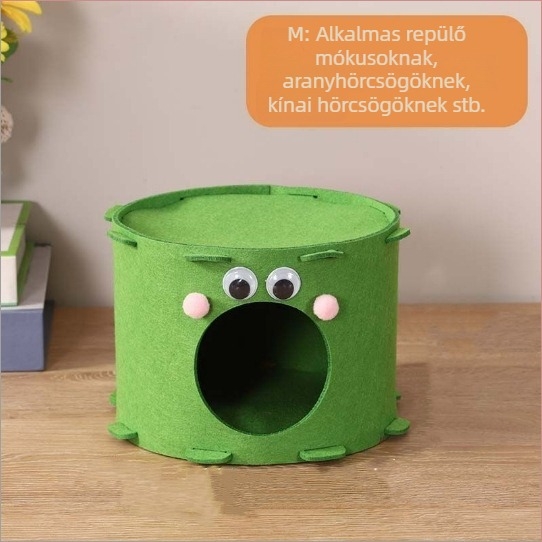 Filcből készült hörcsög odú alagúttal és fatörzs-formájú rejtekhellyel kisállatok számára