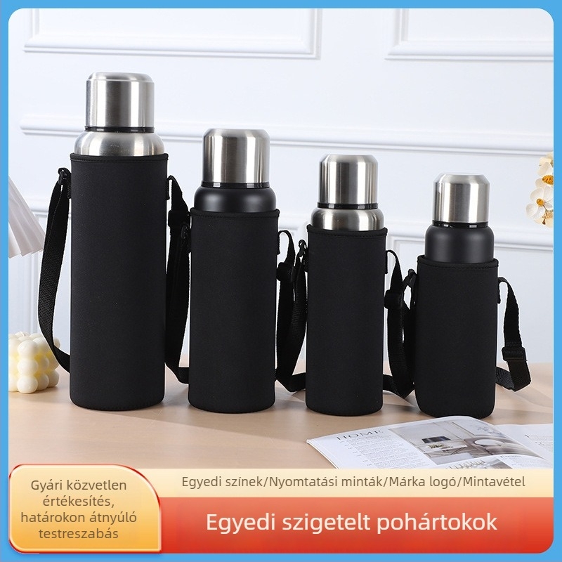 Szigetelt univerzális védőhüvely termoszbögréhez, búváranyagból készült pohárvédő, hőszigetelés, égésvédő, hordozható csattal és füllel