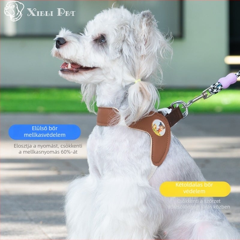 Új kutyapóráz kis testű kutyák számára, kényelmes mellkasöv-hám stílusú, nyakot nem szorítva