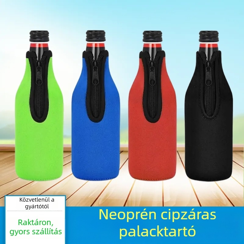 Neoprén sörösüveg tok cipzárral, védőtok, Cola és sörös huzat, testreszabható