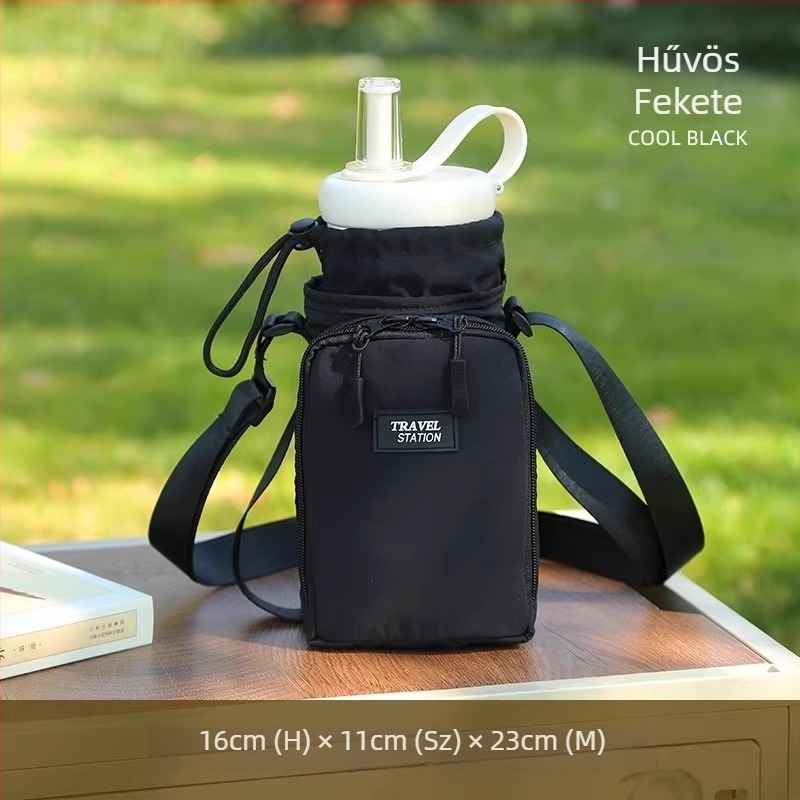 Crossbody kulacs táska szigetelt pohárvédővel, hordozható kulacs
