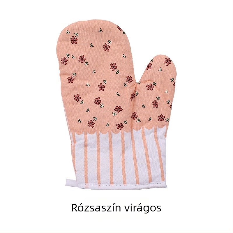 Vastagított mikrohullámú kesztyű pamutból, hőszigetelő konyhai kesztyű, 17×26 cm, kockás mintázatú