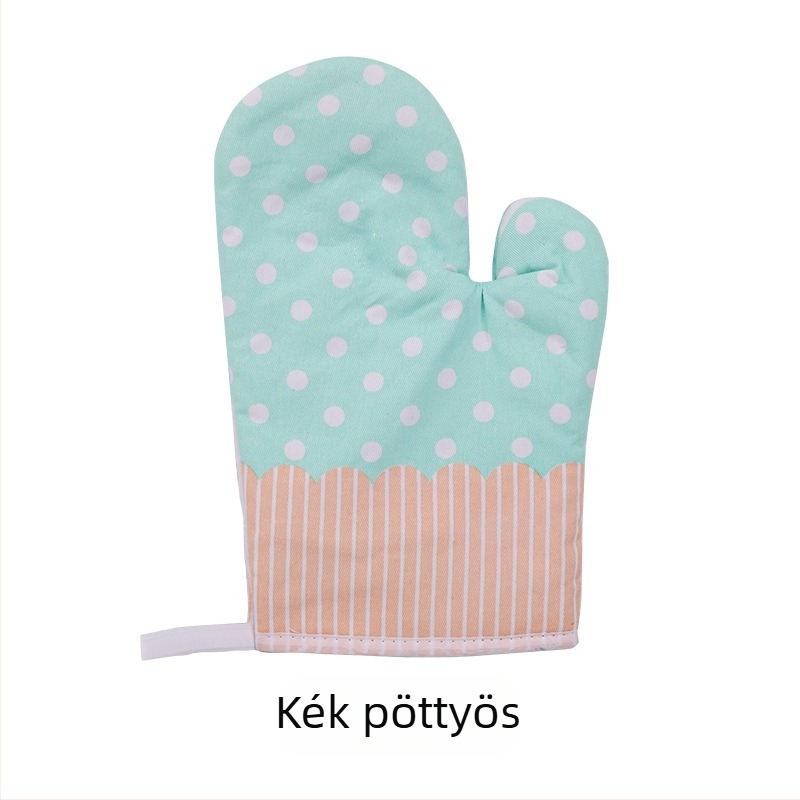 Vastagított mikrohullámú kesztyű pamutból, hőszigetelő konyhai kesztyű, 17×26 cm, kockás mintázatú