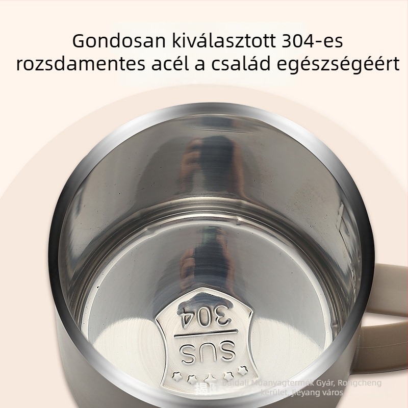 304 rozsdamentes acélból készült bögre fedővel, hőszigetelt kávés bögre, férfiak és nők számára, otthonra és irodába