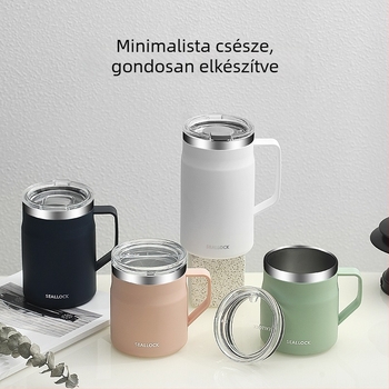 304 rozsdamentes acél, kettős falú kávébögre fedéllel, hőszigetelt, japán stílusú