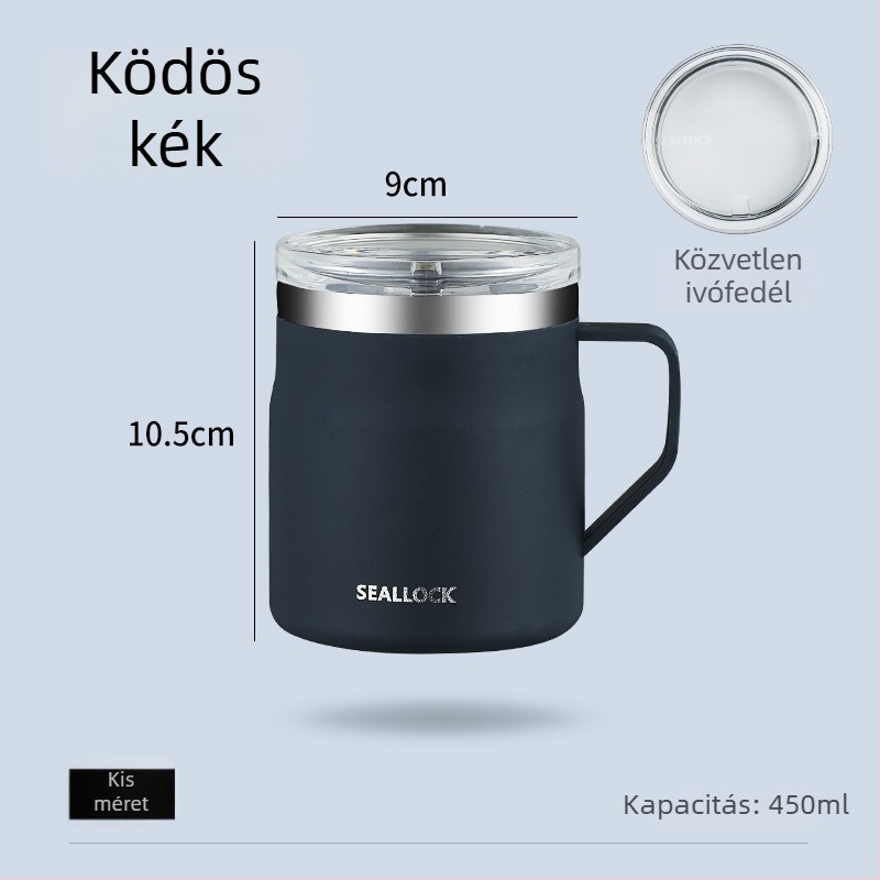 304 rozsdamentes acél, kettős falú kávébögre fedéllel, hőszigetelt, japán stílusú