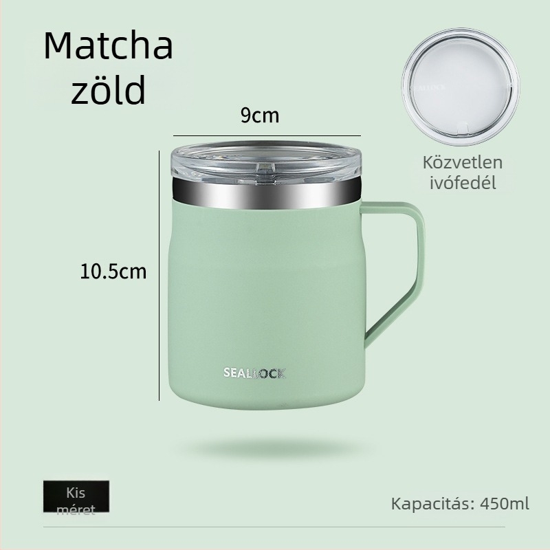 304 rozsdamentes acél, kettős falú kávébögre fedéllel, hőszigetelt, japán stílusú