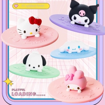Sanrio Hello Kitty élelmiszer-minőségű szilikon pohárfedél, universális, kör alakú, aranyos dizájnnal