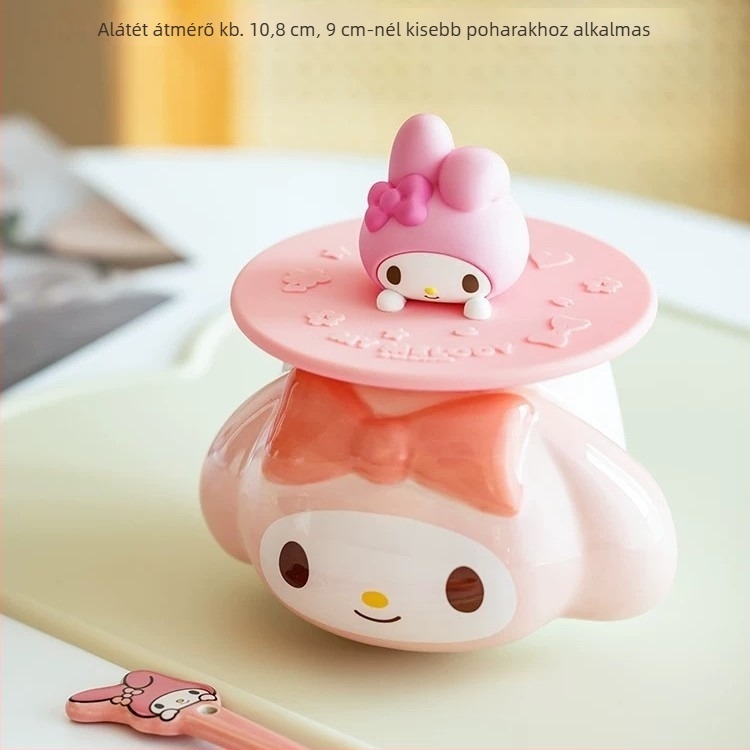 Sanrio Hello Kitty élelmiszer-minőségű szilikon pohárfedél, universális, kör alakú, aranyos dizájnnal