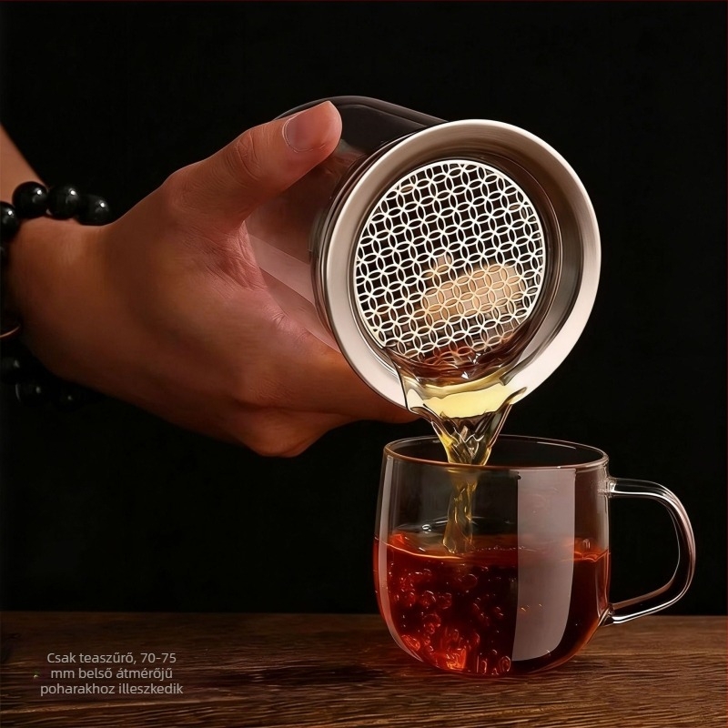 304 rozsdamentes acél szűrőfedél tea infúzióhoz, víz elválasztásos teakeverő, otthoni egy edényes teafőző