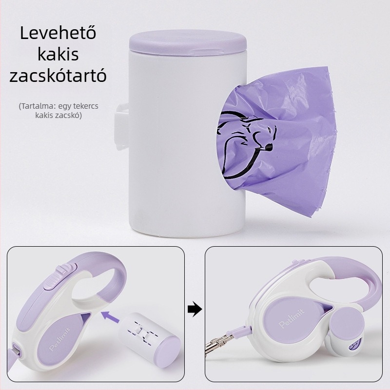 Automata visszahúzható kutyapóráz kis- és közepes méretű kutyáknak