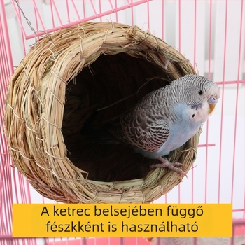 Gyöngy madárfészek – meleg fűből készült fészek télre, színes kiegészítők a kalitkához