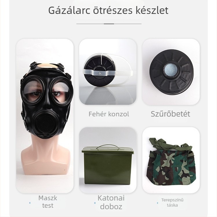 MF20B teljes arcú gázmaszk ivóvíz rendszerrel és kettős szűrőegységekkel biokémiai és toxikus gőzök ellen - vészhelyzeti képzés