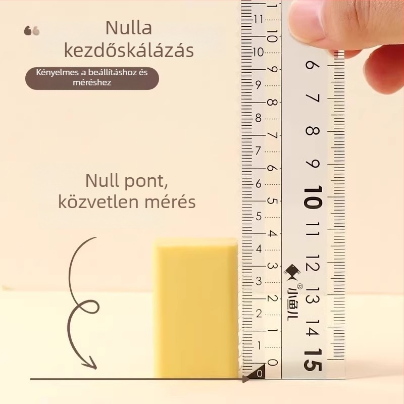 Átlátszó, 20 cm-es műanyag vonalzó nagy számokkal, masszív kivitelben — négy részes készlet hullámvonalakkal általános iskolások számára