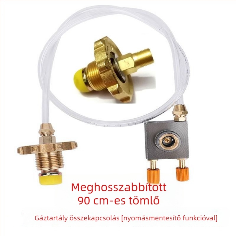Folyékonygáz-tartály csatlakozó, töltő szelep, híd adapter bután- és propán-gázhoz, 8×5 és 6×4 csövek