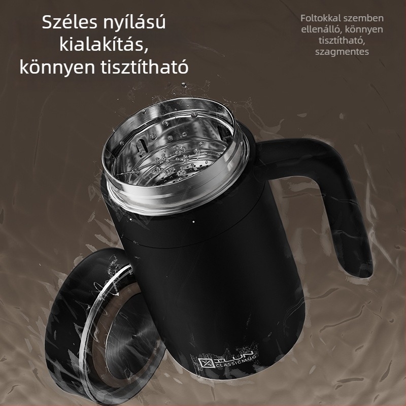 316 rozsdamentes acélból készült intelligens termosz fogantyúval, nagy kapacitású, tea és víz szétválasztás, üzleti iroda