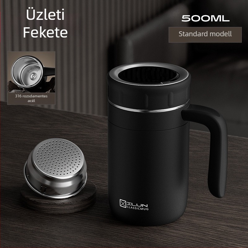 316 rozsdamentes acélból készült intelligens termosz fogantyúval, nagy kapacitású, tea és víz szétválasztás, üzleti iroda