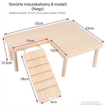 Fából készült hörcsög platform két szintes tájasztallal, lépcsőkkel és rejtekhellyel aranyhörcsögöknek