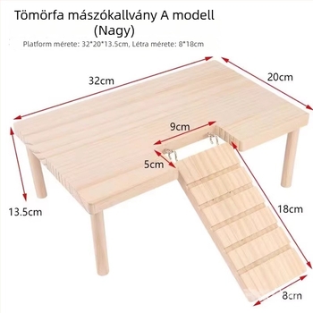 Fából készült hörcsög platform két szintes tájasztallal, lépcsőkkel és rejtekhellyel aranyhörcsögöknek