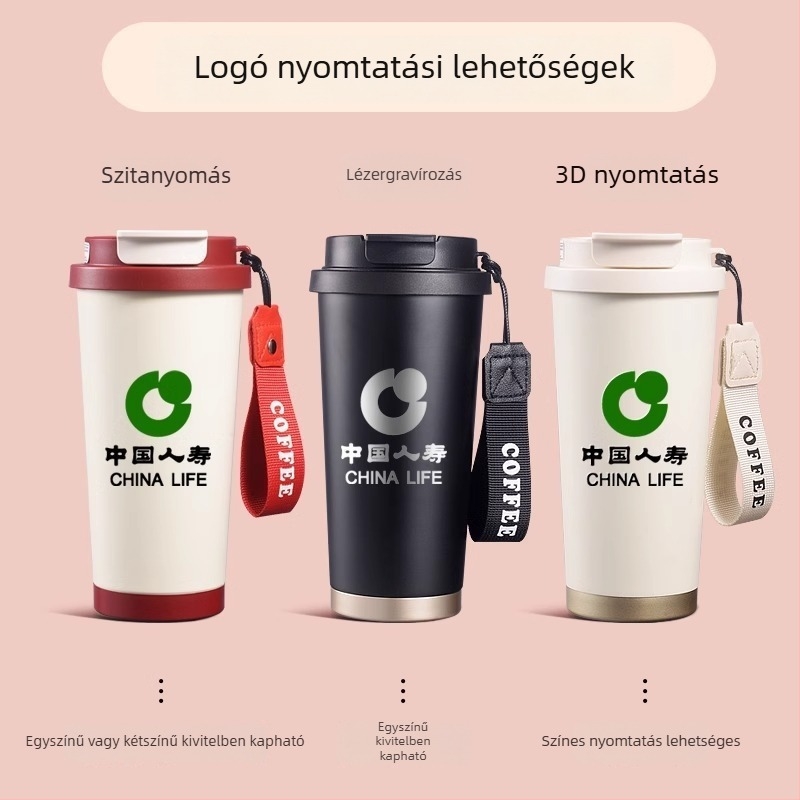 Lily of the Valley virág termosz pohár szívószállal – prémium, elegáns kialakítás