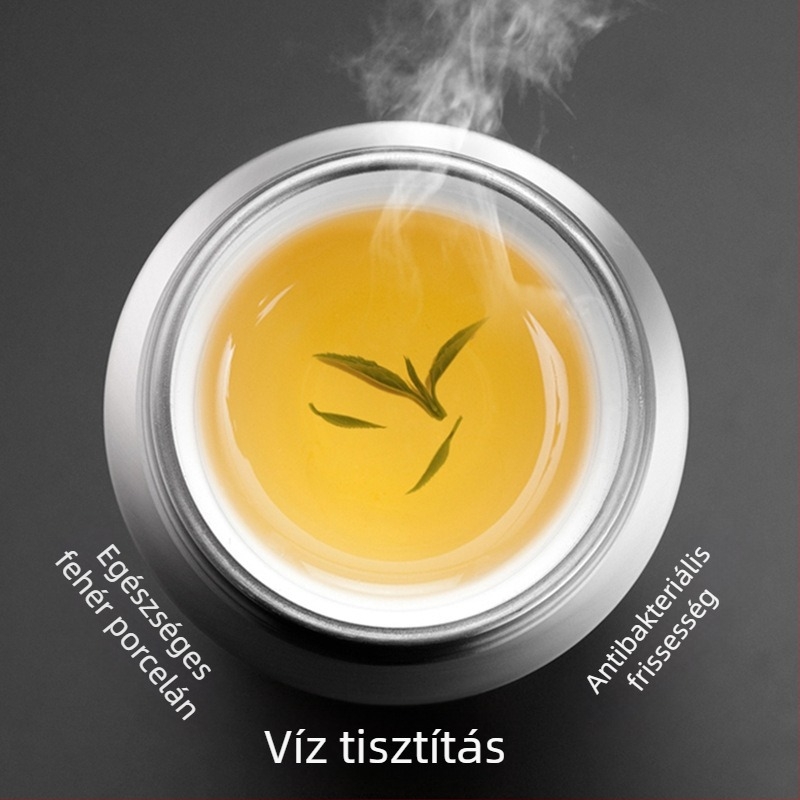 Kiemelkedő minőségű szigetelt pohár kerámia belsővel és tea–víz szétválasztási funkcióval, 316 rozsdamentes acélból, üzleti ajándék