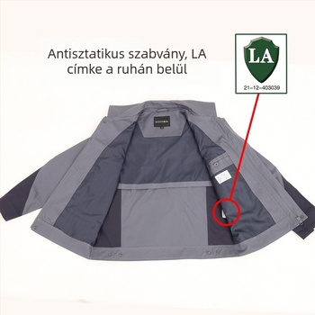 Antisztatikus munkaruházati készlet sötétkék nadrággal és egyedi logóval