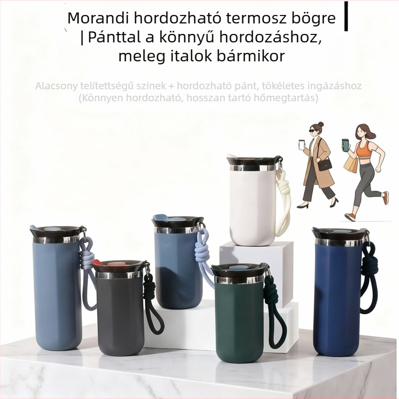 Új minimalist rozsdamentes acél kávéscsésze pánttal, hőszigetelt, egyenes oldalfalú, stílusos és hordozható sportos pohár