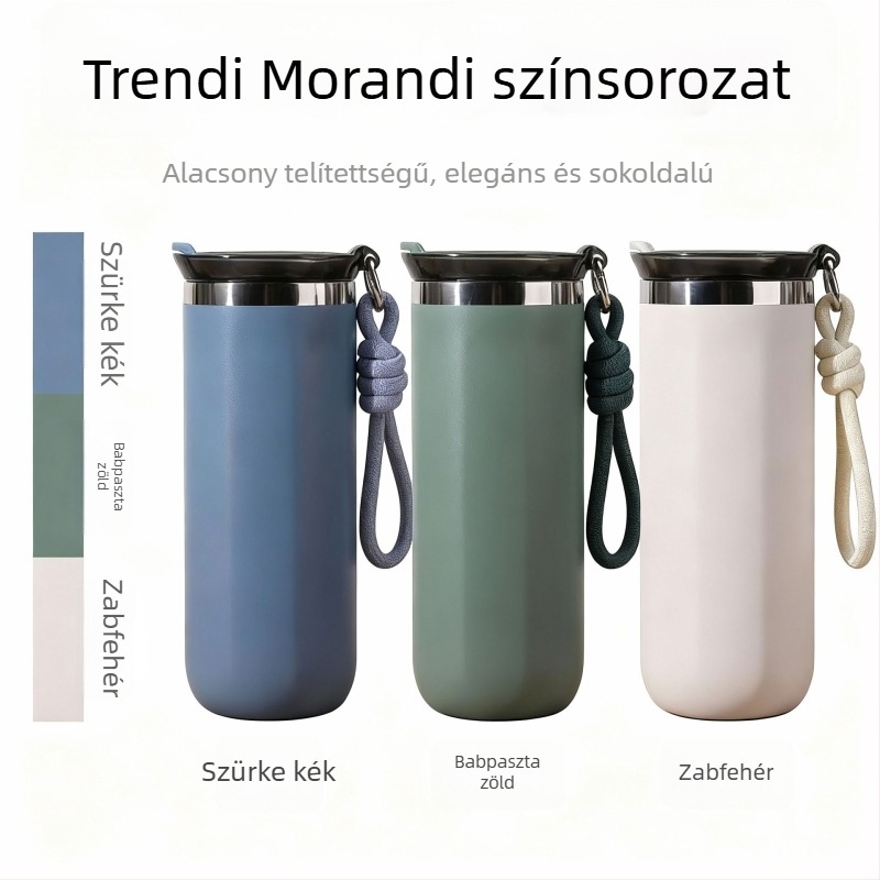 Új minimalist rozsdamentes acél kávéscsésze pánttal, hőszigetelt, egyenes oldalfalú, stílusos és hordozható sportos pohár
