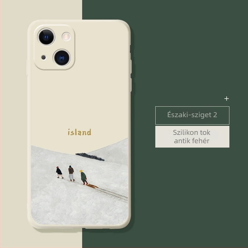 Orange Cat folyékony szilikon tok iPhone 14 Pro Max és iPhone 13 Pro számára – minimalista védőtok