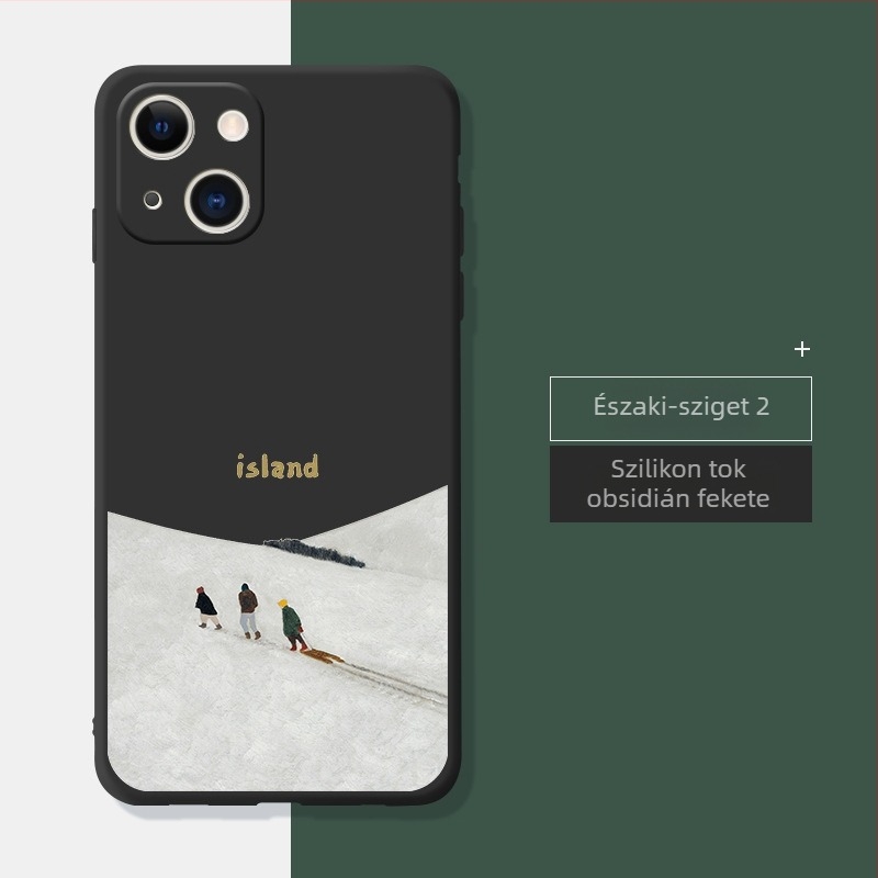 Orange Cat folyékony szilikon tok iPhone 14 Pro Max és iPhone 13 Pro számára – minimalista védőtok