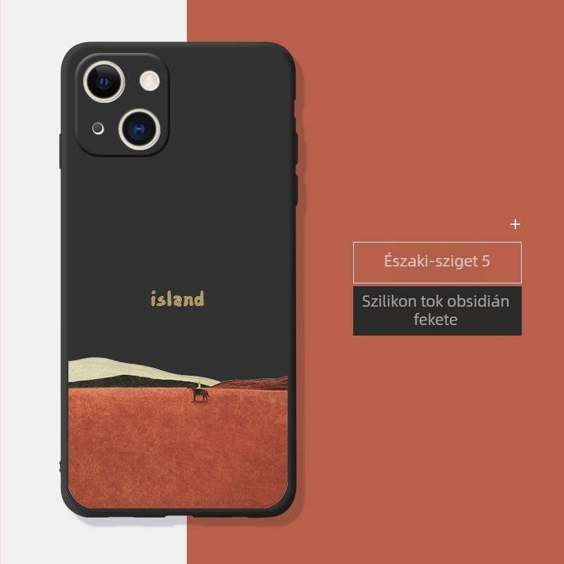Orange Cat folyékony szilikon tok iPhone 14 Pro Max és iPhone 13 Pro számára – minimalista védőtok