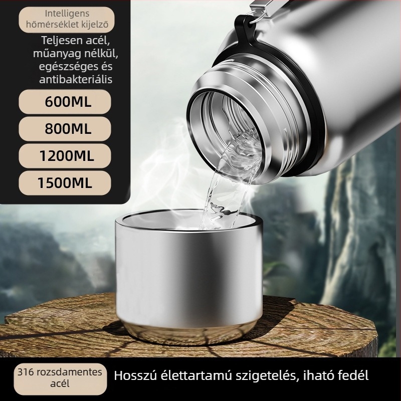 316 rozsdamentes acél termosz pohár, nagy kapacitású, tea- és vízelválasztó funkcióval, hordozható kültéri használatra
