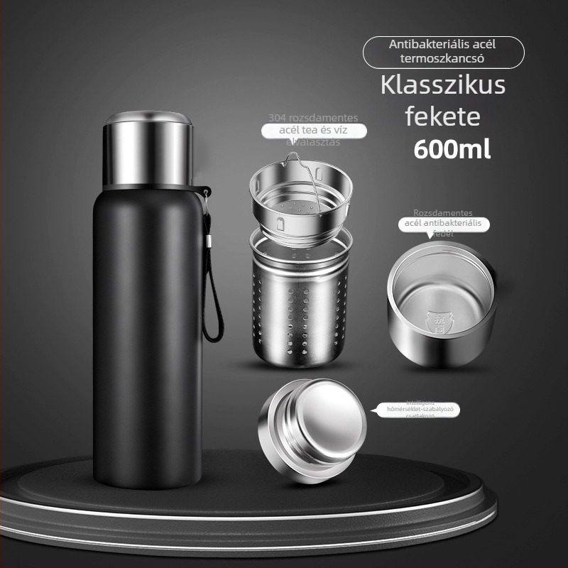 316 rozsdamentes acél termosz pohár, nagy kapacitású, tea- és vízelválasztó funkcióval, hordozható kültéri használatra