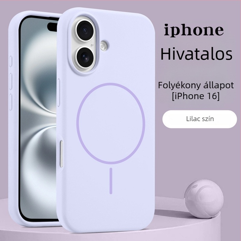Folyékony szilikon tok iPhone 17 Pro-hoz mágneses gyűrűvel – bőrbarát tapintású, védőtok