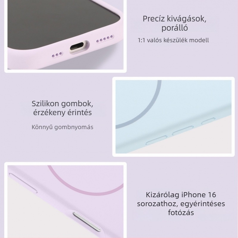Folyékony szilikon tok iPhone 17 Pro-hoz mágneses gyűrűvel – bőrbarát tapintású, védőtok