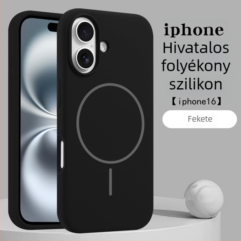 Folyékony szilikon tok iPhone 17 Pro-hoz mágneses gyűrűvel – bőrbarát tapintású, védőtok