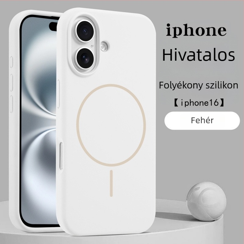 Folyékony szilikon tok iPhone 17 Pro-hoz mágneses gyűrűvel – bőrbarát tapintású, védőtok