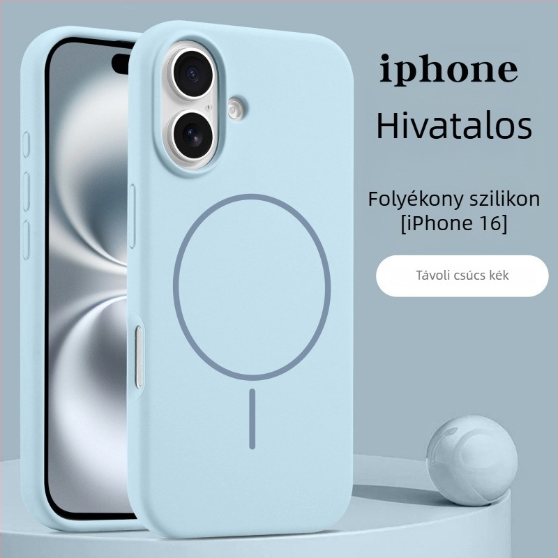 Folyékony szilikon tok iPhone 17 Pro-hoz mágneses gyűrűvel – bőrbarát tapintású, védőtok