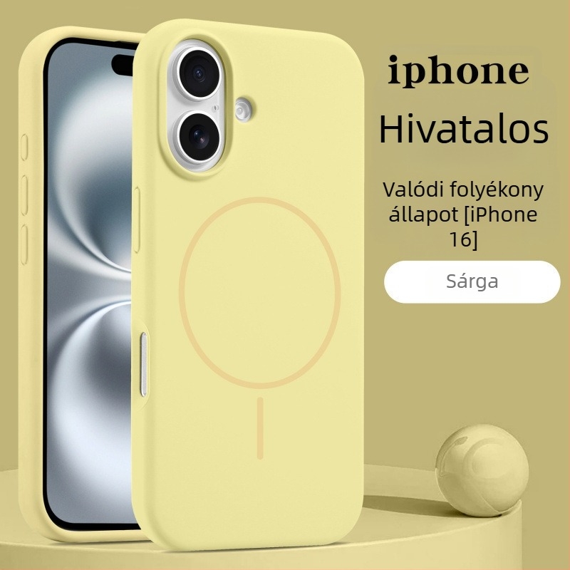 Folyékony szilikon tok iPhone 17 Pro-hoz mágneses gyűrűvel – bőrbarát tapintású, védőtok