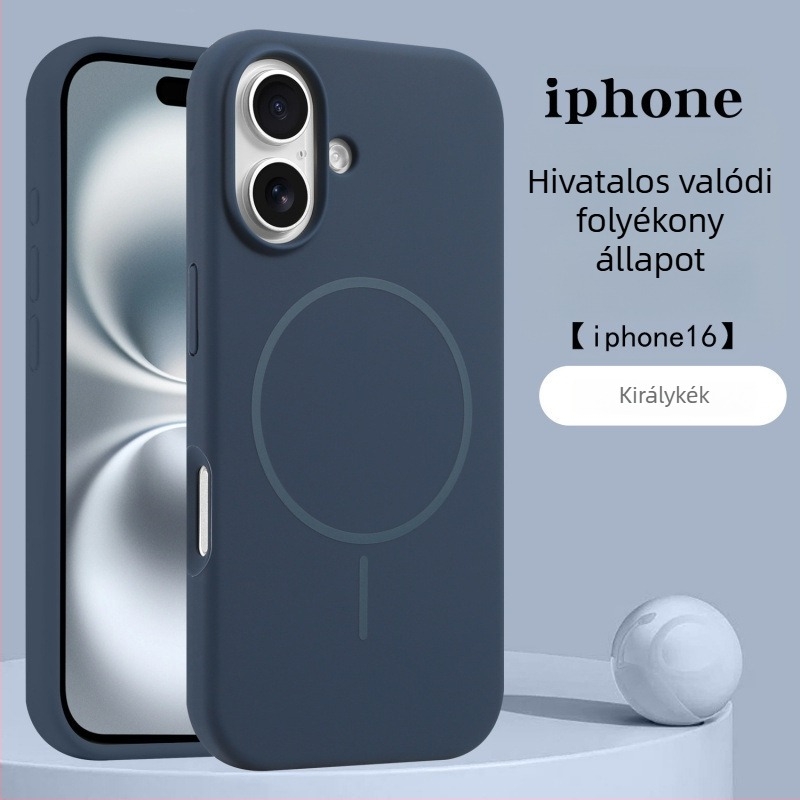 Folyékony szilikon tok iPhone 17 Pro-hoz mágneses gyűrűvel – bőrbarát tapintású, védőtok