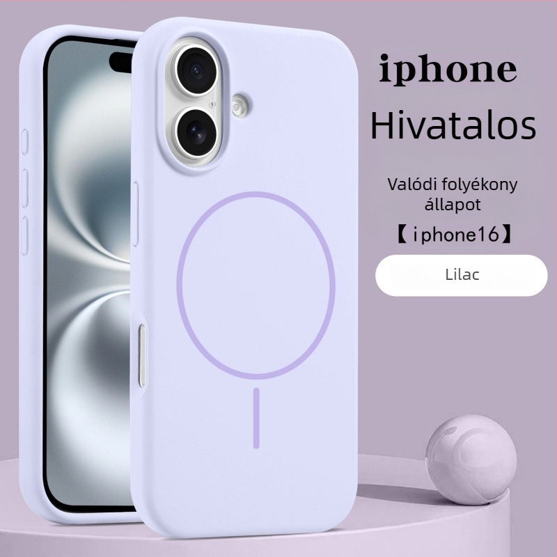 Folyékony szilikon tok iPhone 17 Pro-hoz mágneses gyűrűvel – bőrbarát tapintású, védőtok