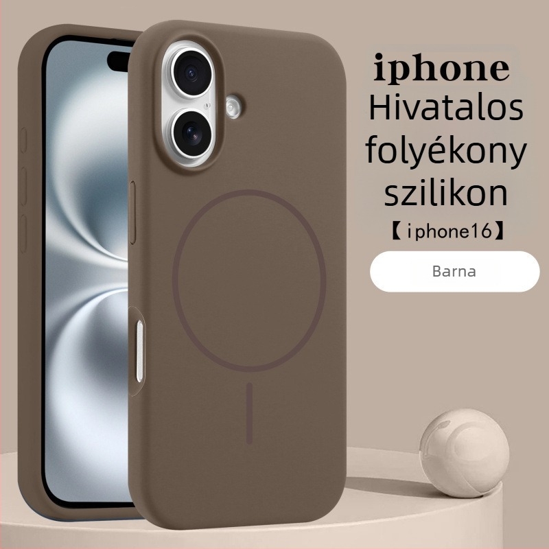 Folyékony szilikon tok iPhone 17 Pro-hoz mágneses gyűrűvel – bőrbarát tapintású, védőtok