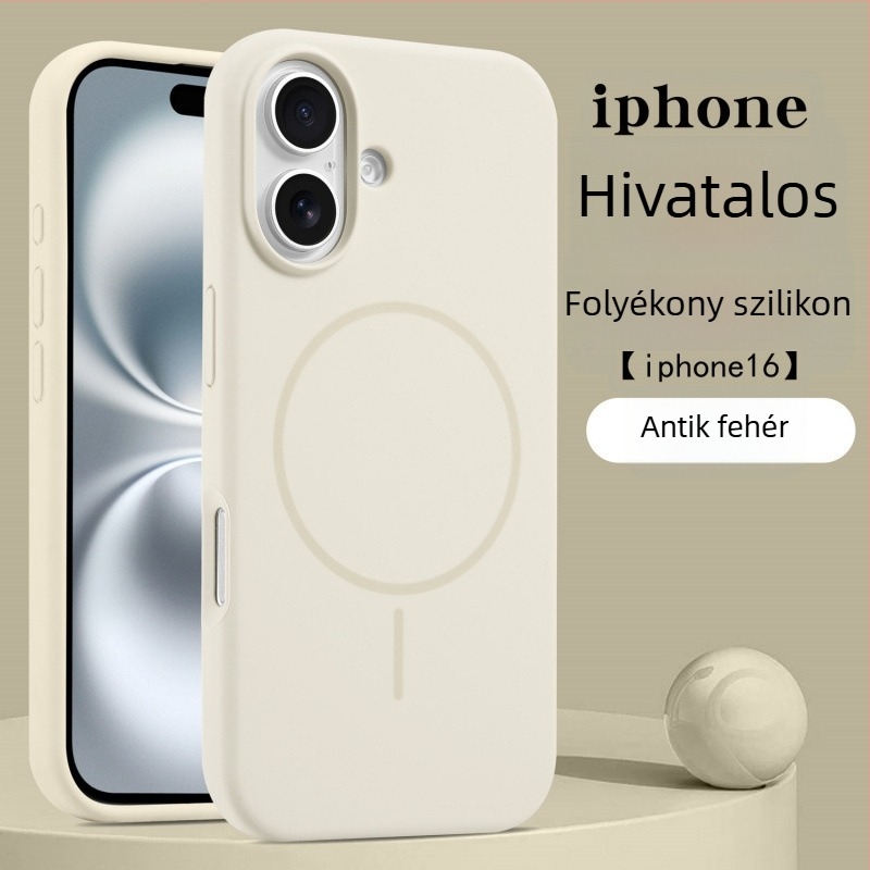 Folyékony szilikon tok iPhone 17 Pro-hoz mágneses gyűrűvel – bőrbarát tapintású, védőtok