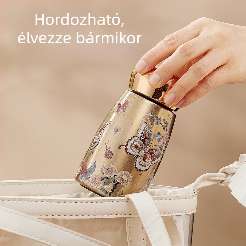 Mini gomba alakú hőszigetelt pohár 316 rozsdamentes acél belsővel, hordozható
